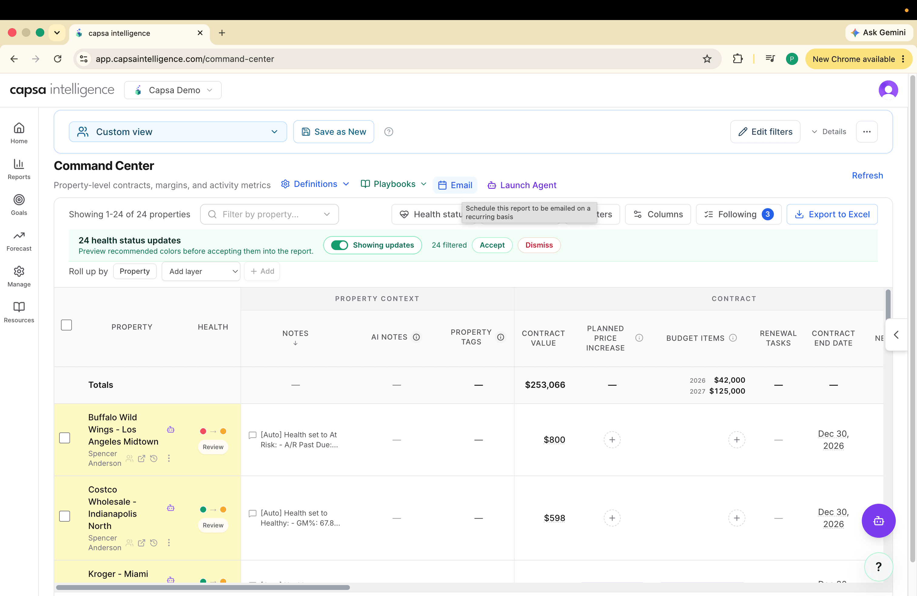 Command Center with the Email button highlighted
